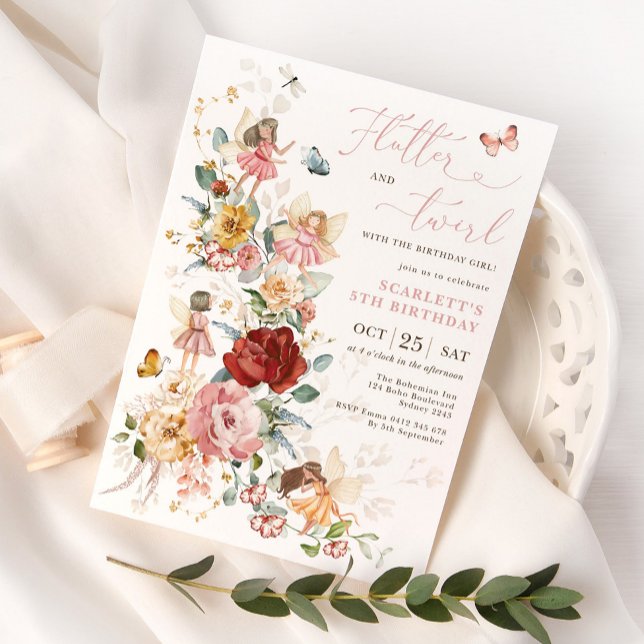 Magical Fairy Floral Garden Pixie Girls Birthday I Invitation (Creator Uploaded)