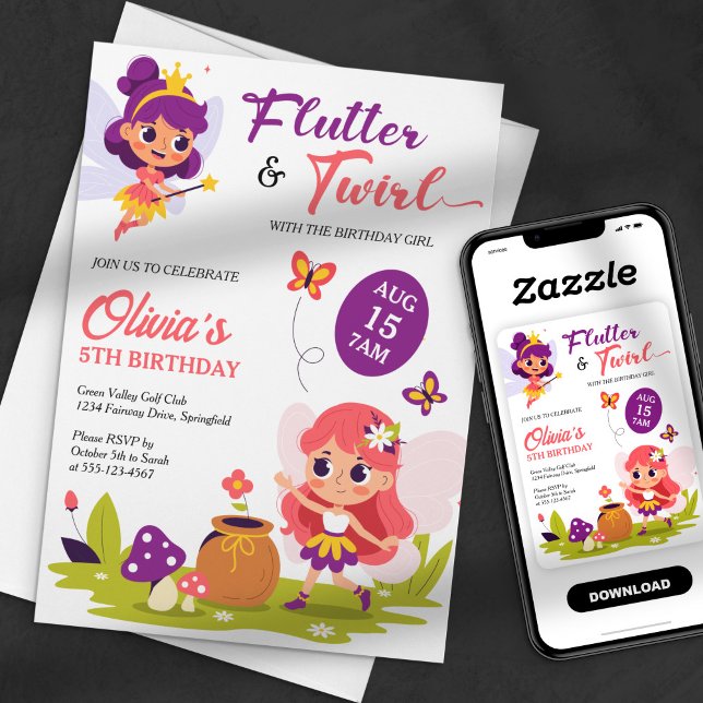 Magical Fairy Flutter & Twirl Magical Birthday Invitation (Creator Uploaded)
