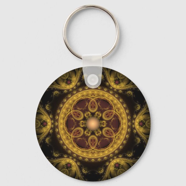 Magical fairy fractal ornament mandala key ring (Front)