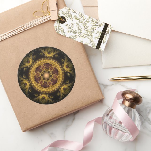 Magical fairy fractal pattern mandala classic round sticker (Gifting)
