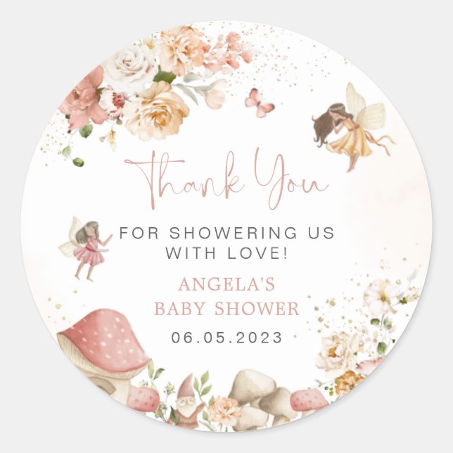 Magical Fairy Garden Baby Shower Sticker (Front)