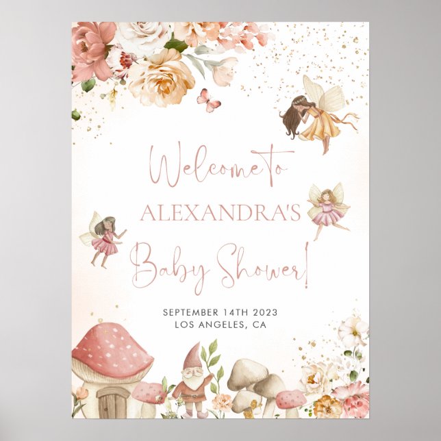 Magical Fairy Garden Baby Shower Welcome Sign (Front)