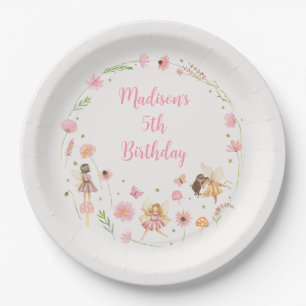 Magical Fairy Garden Floral Birthday Paper Plate