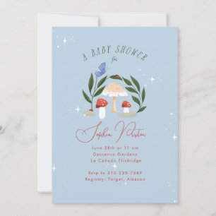 Magical Fairy Garden Mushrooms and Butterfly Invitation