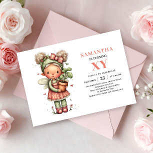 Magical Fairy Girl 1st Birthday Blush Floral  Invitation