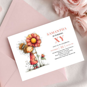 Magical Fairy Girl 1st Birthday Floral Pink invite