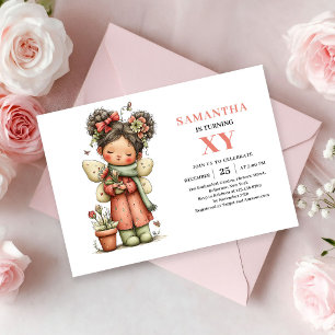 Magical Fairy Girl Birthday Blush Pink Floral Invitation