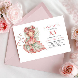 Magical Fairy Girl Birthday Floral Pink Invitation