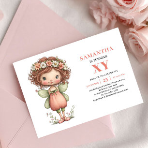Magical Fairy Girl Birthday Pastel Blush Floral Invitation