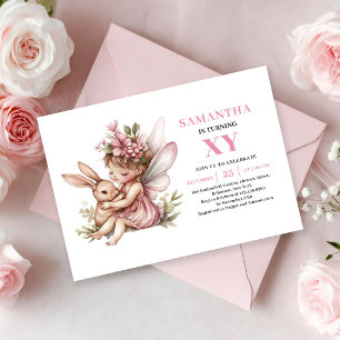 Magical Fairy Girl Birthday Pink Floral invitation