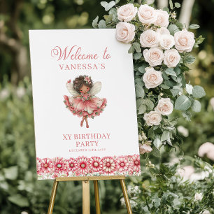 Magical Fairy Girl Blush Floral Birthday Welcome   Poster