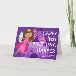 Magical Fairy Girl's 4th Birthday  Card