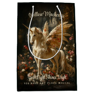 Magical Fairy Horse Floral Forest Unicorn Medium Gift Bag