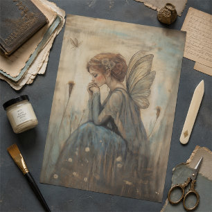 Magical Fairy in A Meadow Muted Blue and Beige Tissue Paper