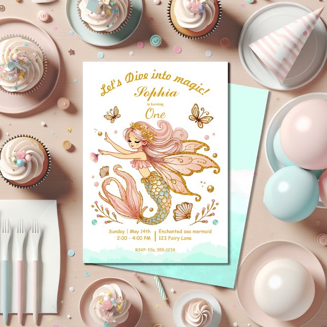 Magical Fairy Mermaid Girl's Birthday Party Invitation (Creator Uploaded)