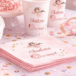 Magical Fairy One-derful Blush Girls 1st Birthday Napkin