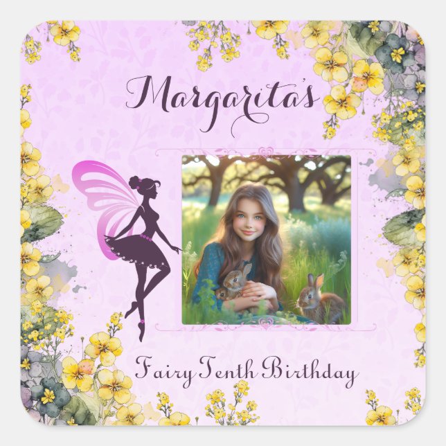 Magical Fairy party decorations Square Sticker (Front)