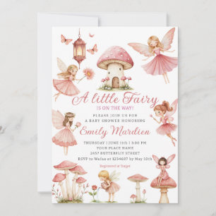 Magical Fairy Pink Blush Floral Garden Baby Shower Invitation
