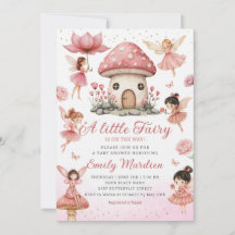 Magical Fairy Pink cute Floral Garden Baby Shower