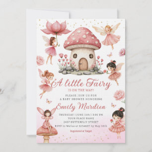 Magical Fairy Pink cute Floral Garden Baby Shower Invitation