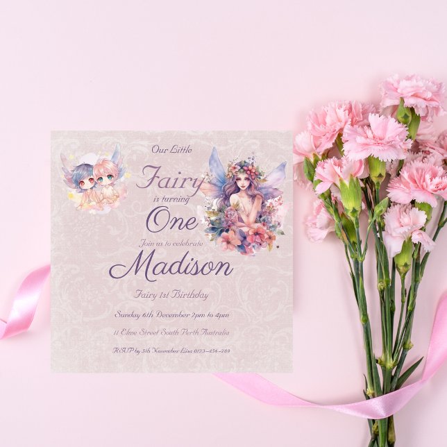 Magical Fairy Pink pastel One Birthday  Invitation (Creator Uploaded)