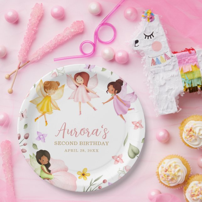 Magical Fairy Princess Enchanted Garden Birthday Paper Plate (Party)