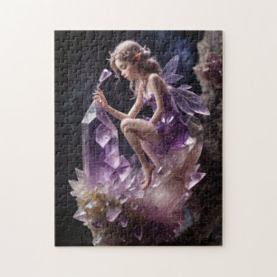Magical Fairy Purple Amethyst Crystals  Jigsaw Puzzle