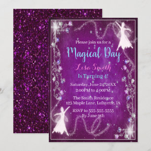 Magical Fairy Purple Starry Night Birthday Party Invitation