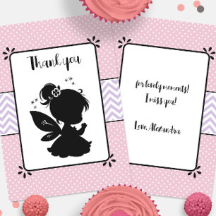 Magical Fairy Silhouette: Pink Polka Dot Delight Thank You Card