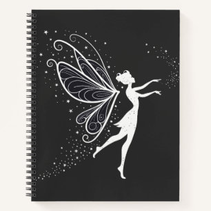 Magical Fairy Silhouette with Wings and Stars Notebook
