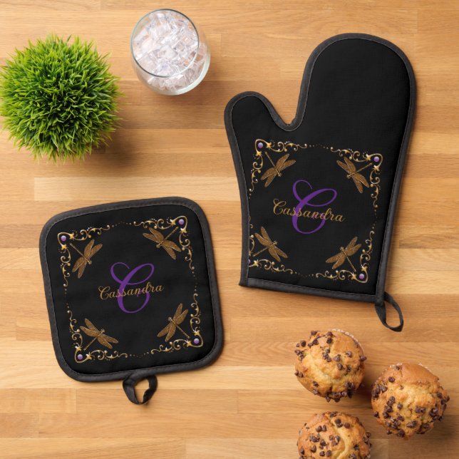Magical Fairy Tale Fantasy Personalised  Oven Mitt & Pot Holder Set (Top Down)