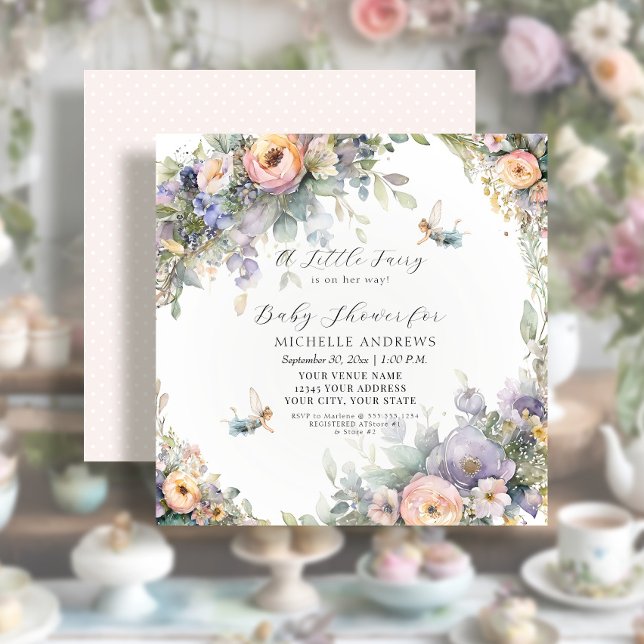 Magical Fairy Tea Party Floral Girl Baby Shower Invitation (Creator Uploaded)