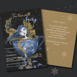 Magical Fairy Teacup Tea Time with Fairy Birthday  Invitation