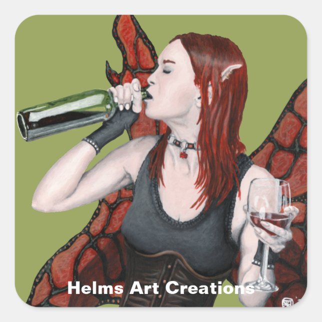 Magical Fairy Wine Bottle Fantasy Art Stickers (Front)