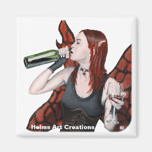 Magical Fairy Wine Bottle Fantasy Button Magnet