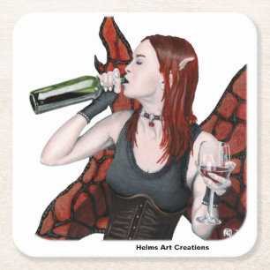 Magical Fairy Wine Bottle Fantasy Paper Coasters