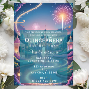 Magical Fairytale Castle Baby Girl Birthday Invitation