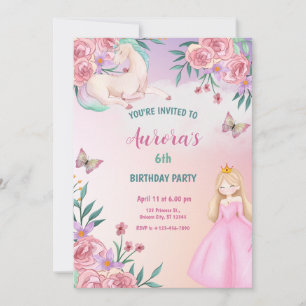 Magical Fairytale Princess Unicorn Invitation