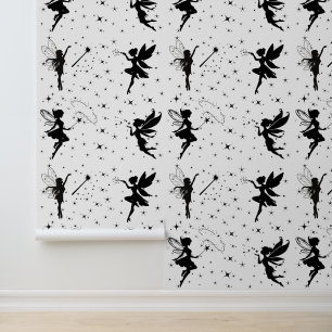 magical fairytales with sparkles black and white wallpaper