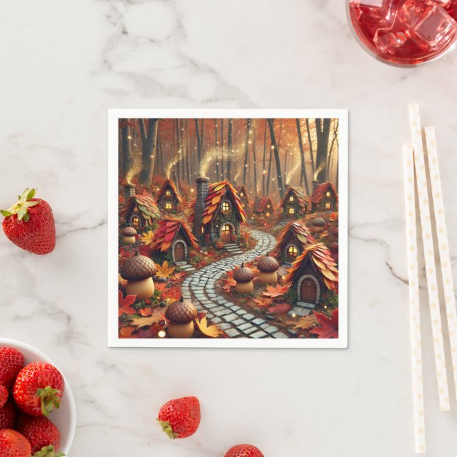Magical Fall Fairytale Town Découpage Napkins (Insitu)