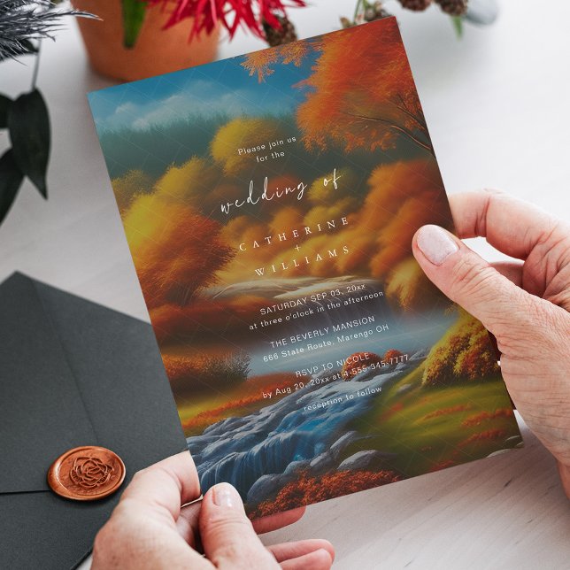 Magical Fall Forest Wedding - Romantic Reverie Invitation (Zazzle Romantic Reverie_ Magical Fall Forest Wedding Invitation)