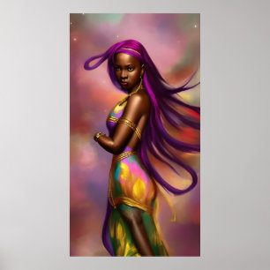 Magical fantasy African woman colourful hair 6 Poster