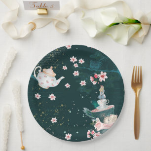 Magical Fantasy Alice In Wonderland Collage Paper Plate