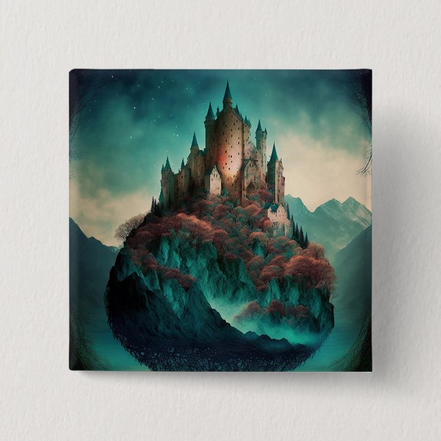 Magical Fantasy Castle 15 Cm Square Badge (Front)