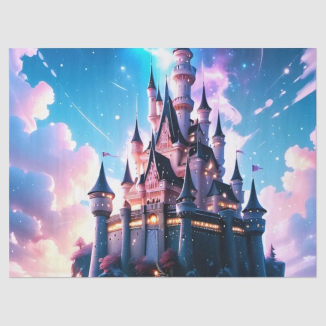 Magical Fantasy Castle Birthday Gift Wrap Tissue Paper (Front)