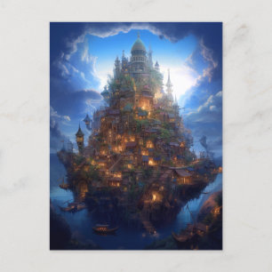 Magical Fantasy Castle City Surreal Postcard