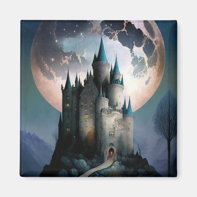 Magical Fantasy Castle Full Moon Magnet (Front)