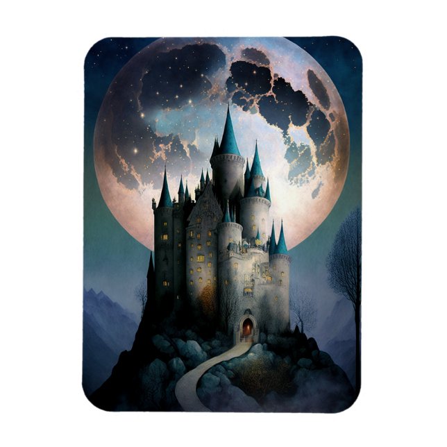Magical Fantasy Castle Full Moon Magnet (Vertical)