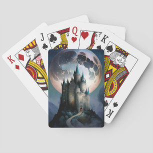 Magical Fantasy Castle Full Moon Playing Cards