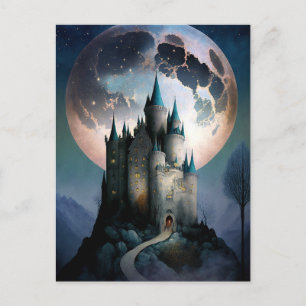 Magical Fantasy Castle Full Moon Postcard